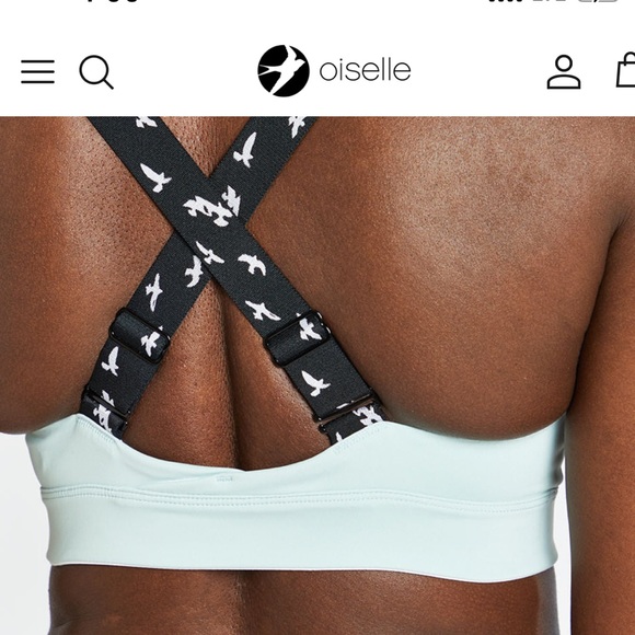 OISELLE Women’s Esther Running Sports Bra. Color is Mist. Size 02. - Picture 5 of 9